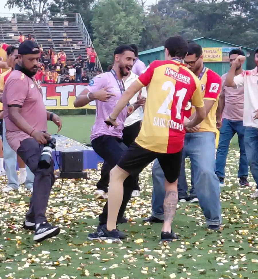 East Bengal football team celebrating
